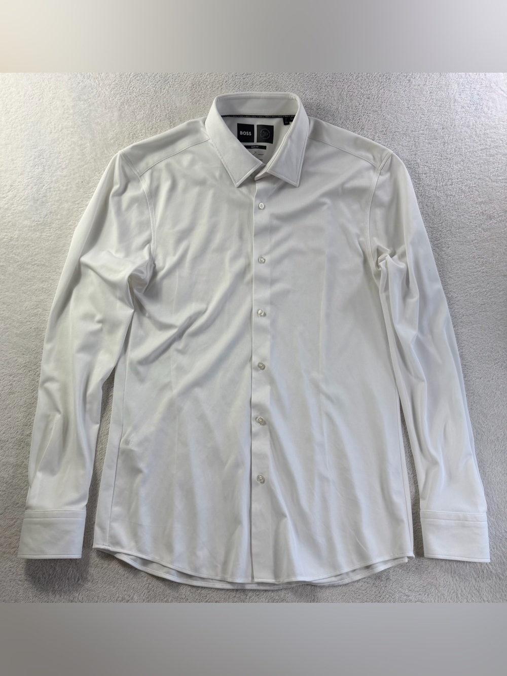 BOSS Hugo Boss Performance 4-Way Stretch White Dress Shirt 16.5 42 L Slim Fit